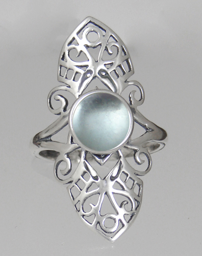 Sterling Silver Filigree Ring With Blue Topaz Size 7 Sterling Silver Filigree Ring With Blue Topaz Size 7